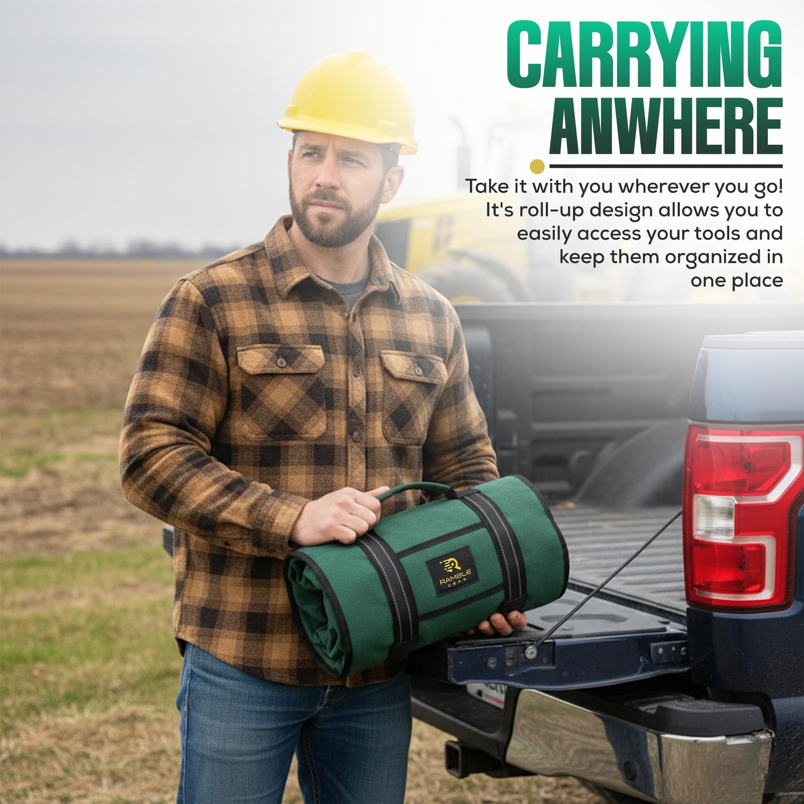 Ramble Gear Roll Up Tool Bag 10 inches x 2 x 20 inches, Green