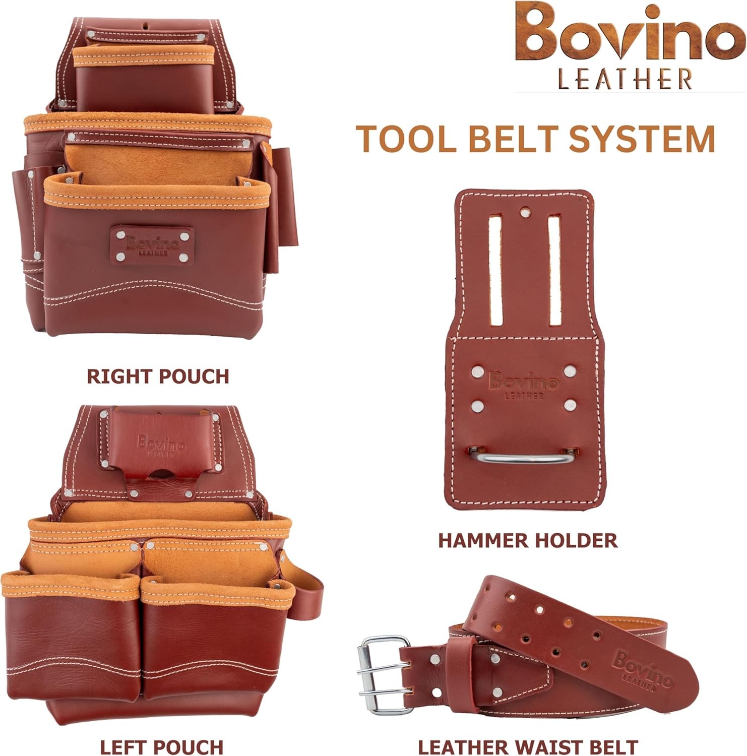 Tool Belt for Framers | 20-Pockets, Heavy-Duty Work Belt | Dual Pouches & Hammer
