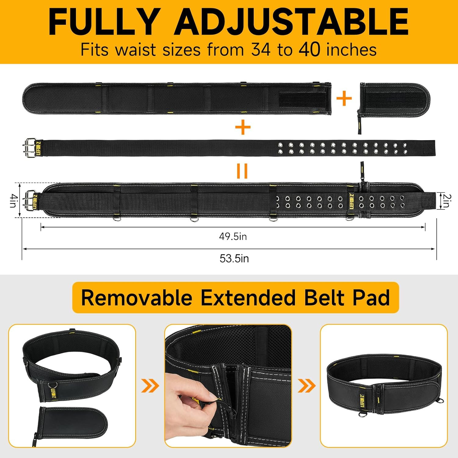 3-in-1 Magnetic Tool Belt with Padded Holster for Pros and DIYers