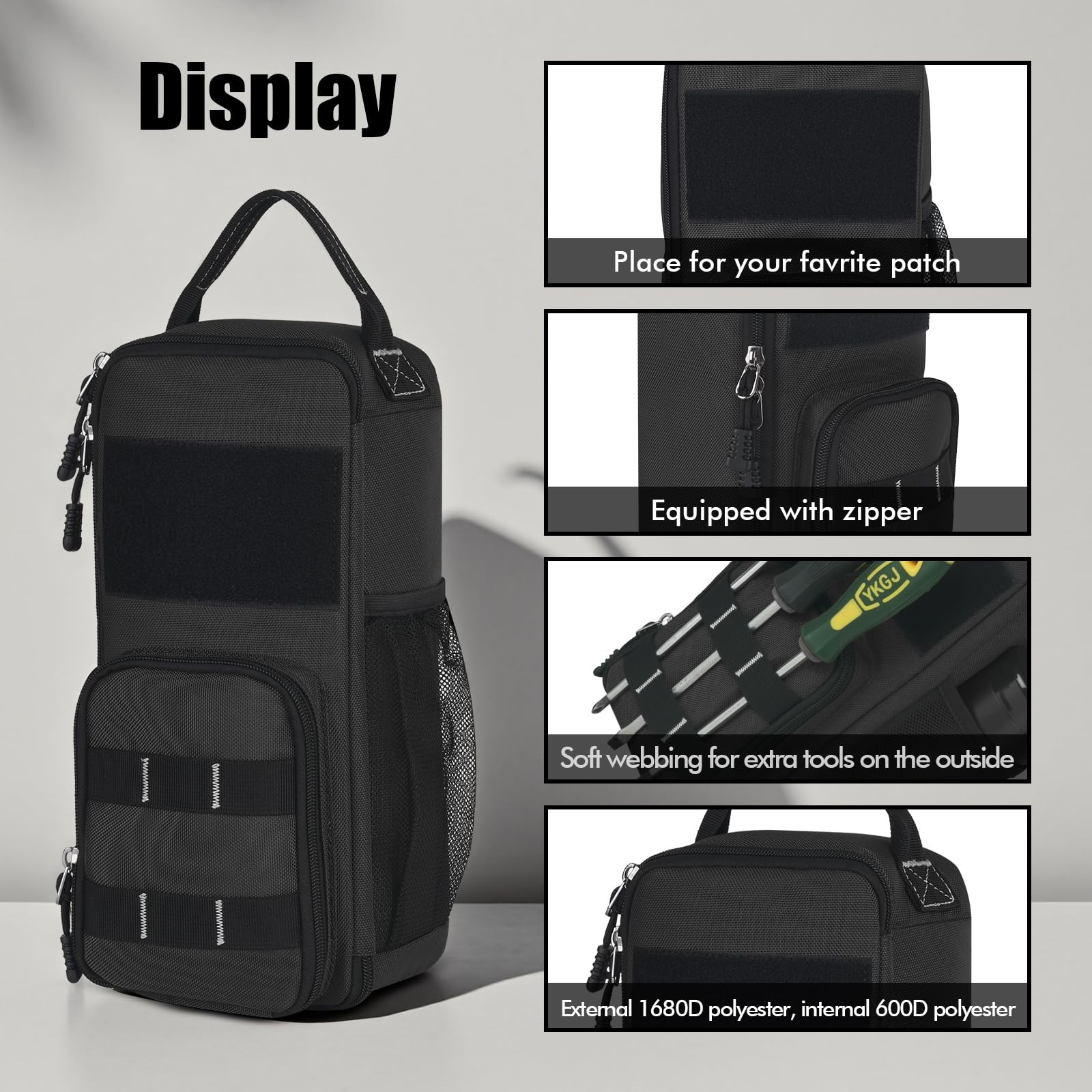 12.6″ Small Tool Bag Pouch for Men with Multiple Pockets, Waterproof Heavy Du…