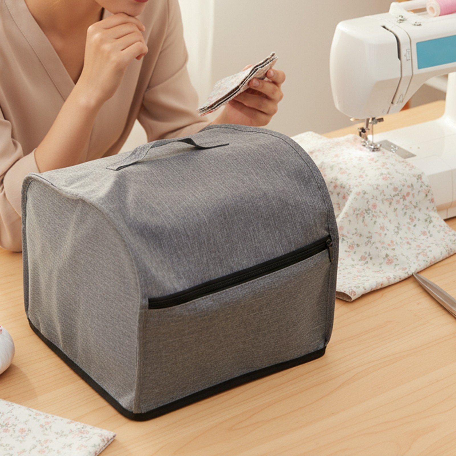 Oxford Cloth Overlock Sewing Machine Cover with Multiple Storage Options