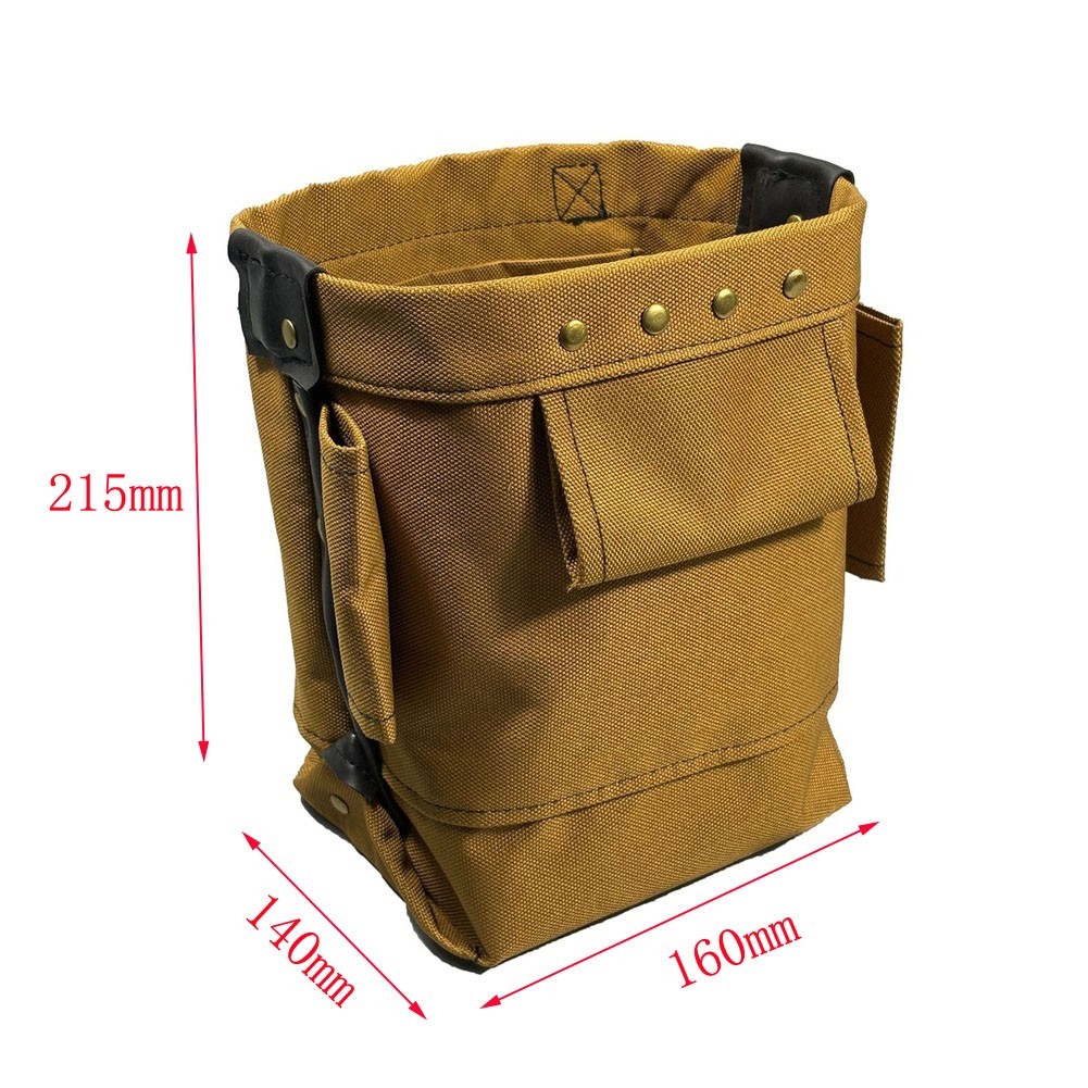 Khaki 1200D Oxford Tool Waist Bag with Reinforced Stitching and Rivet Details