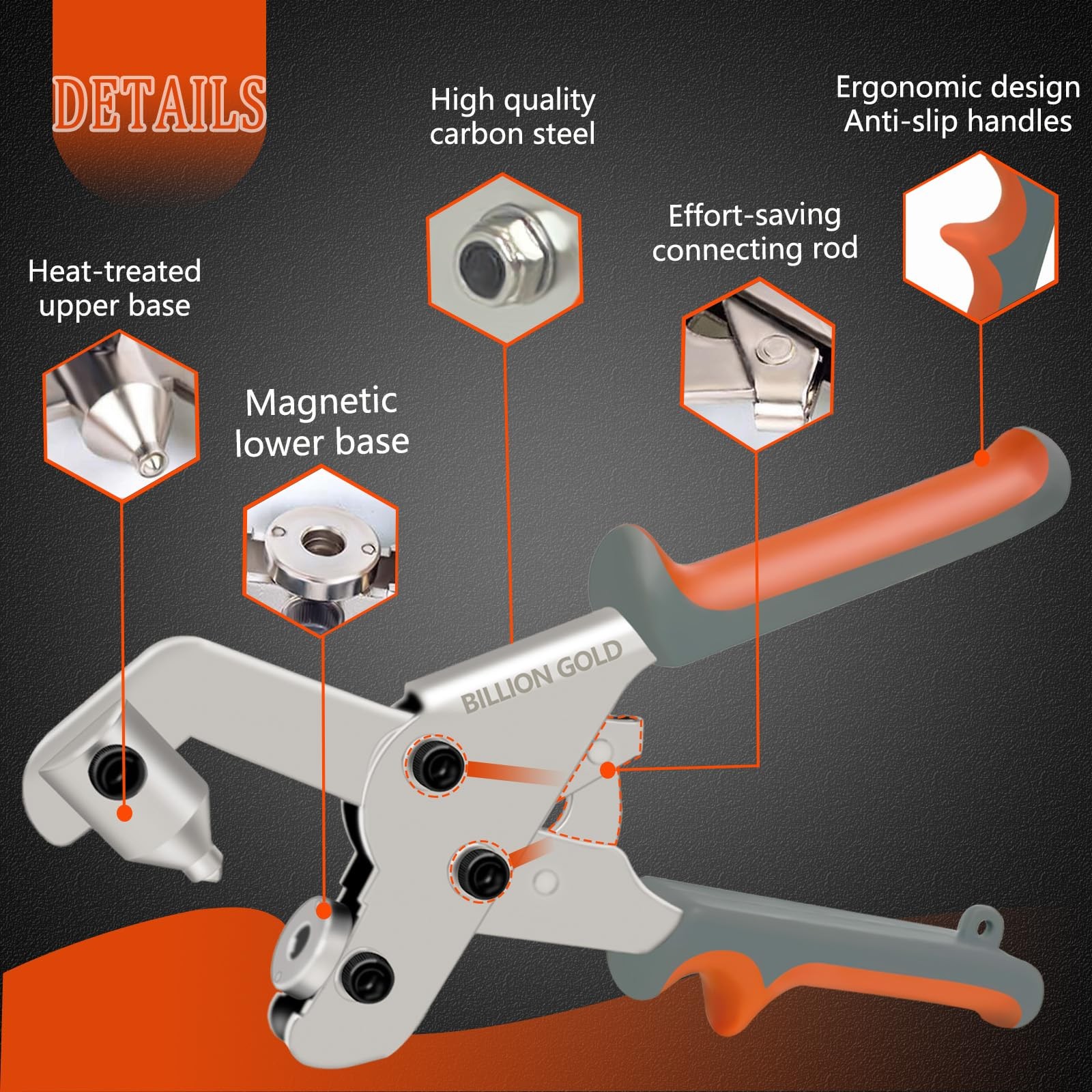 Snap Fastener Tool, BILLION GOLD Canvas Kit, Heavy-Duty Snaps silver