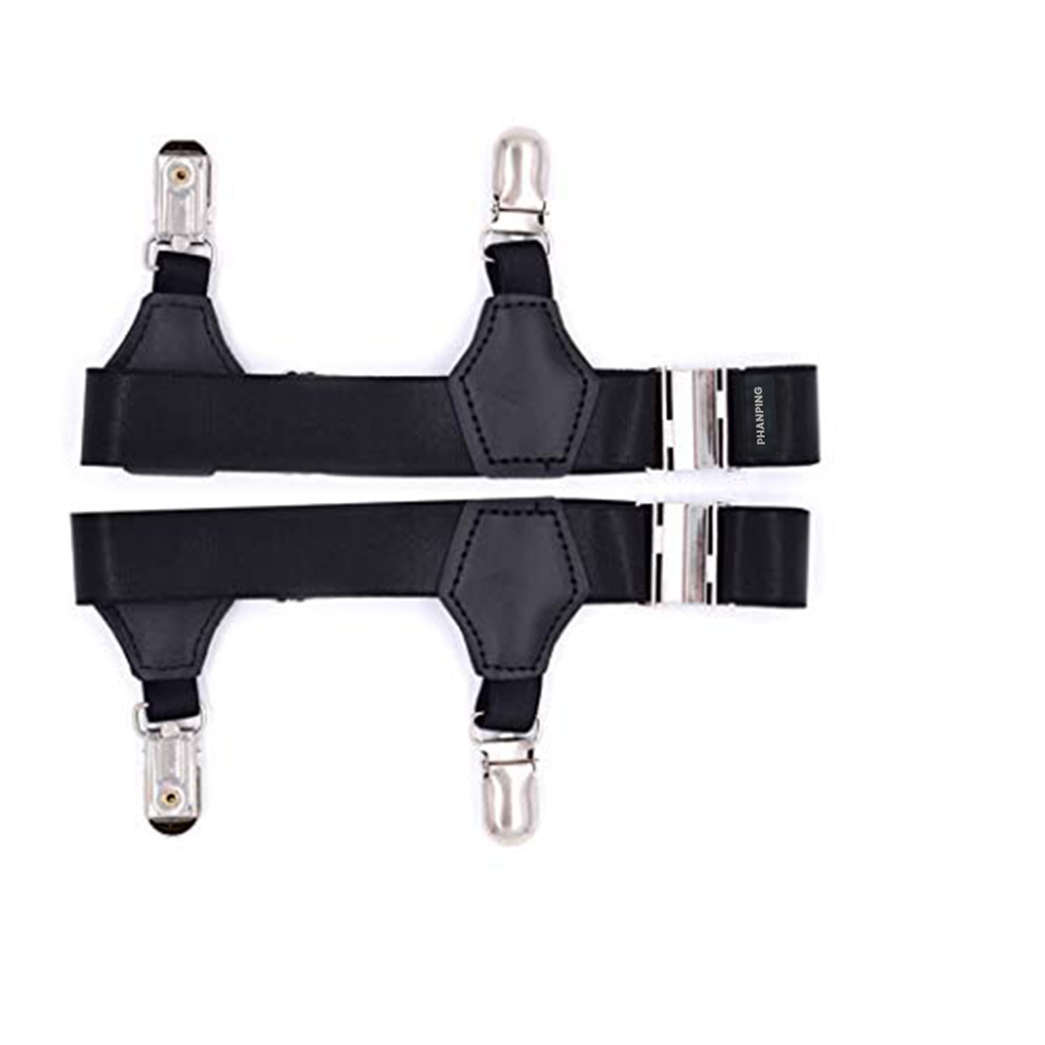 Mens Sock Garters Belt Adjustable 2-pack Sturdy Clip One pair, Black Pair