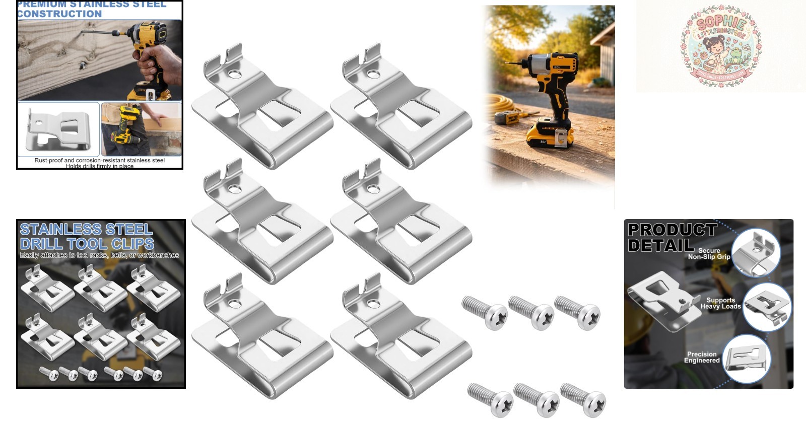 Organize Your 20V DeWALT Tools with 6 Stainless Steel Drill Belt Clips & Screws