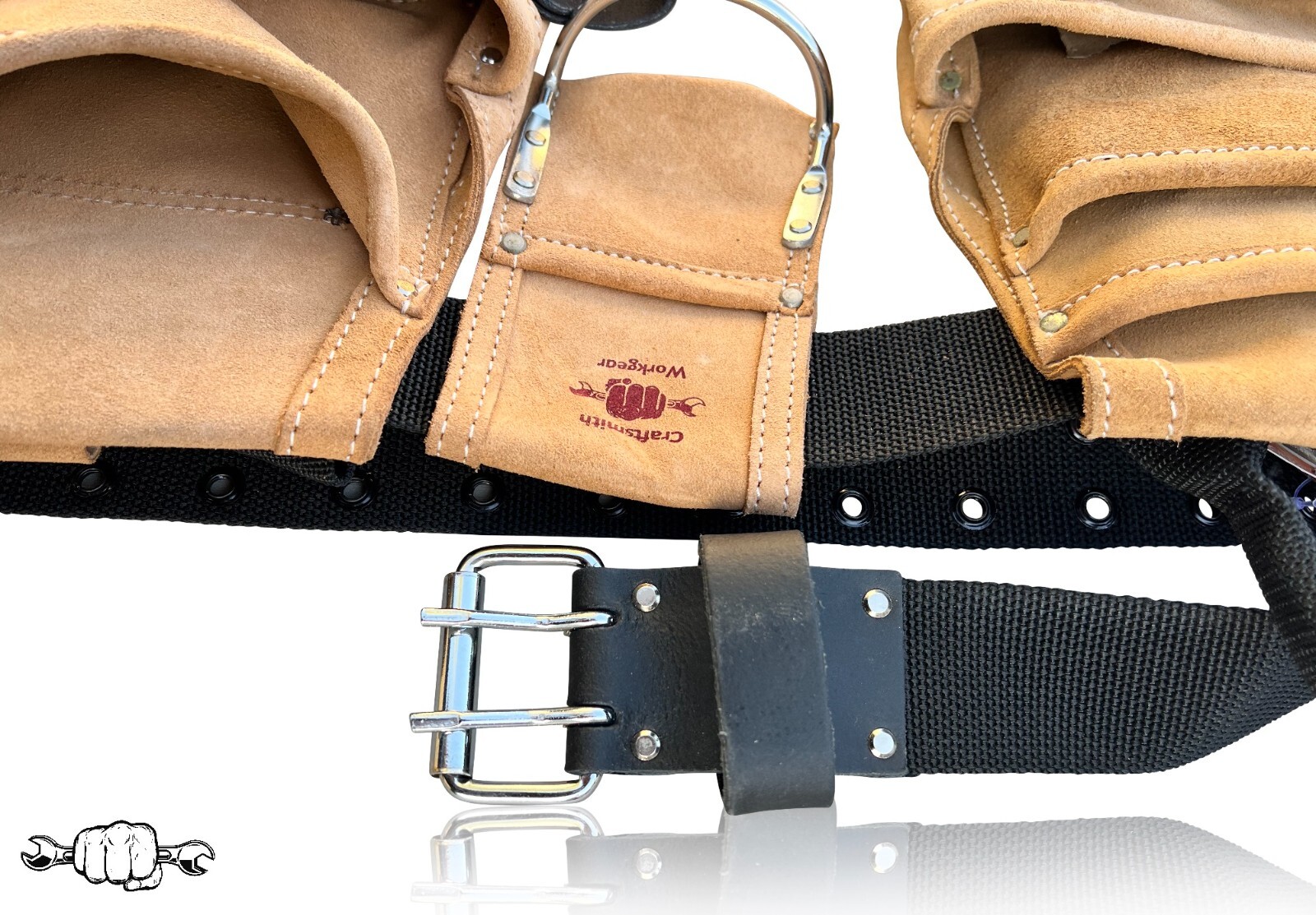 Heavy Duty Suede Tool Rig Belt Tan | Framer | Roofer | Carpenter Tool Belt