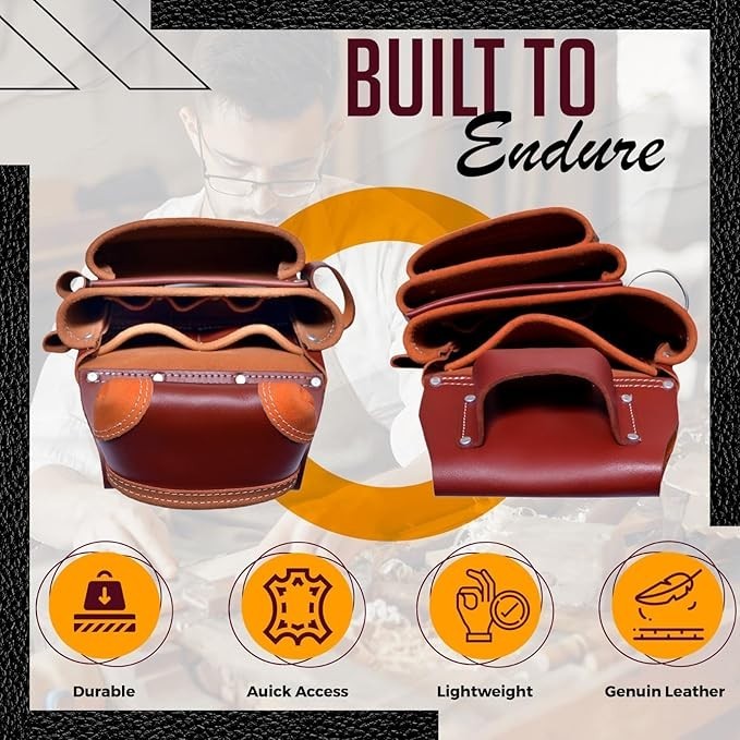 Leather Tool Pouch Heavy Duty Leather Tool Belt Set Carpenters Plumbers Tool Bag