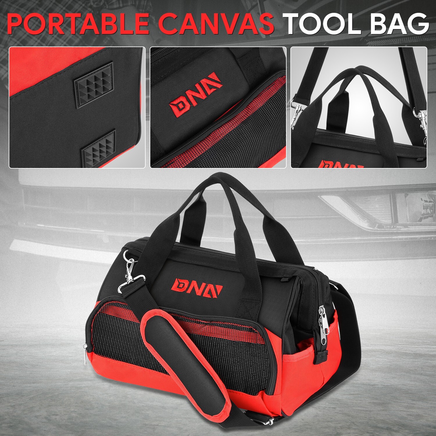 For Electrician/Carpentry/HVAC 12in Canvas Tool Bag Organizer w/ Shoulder Strap