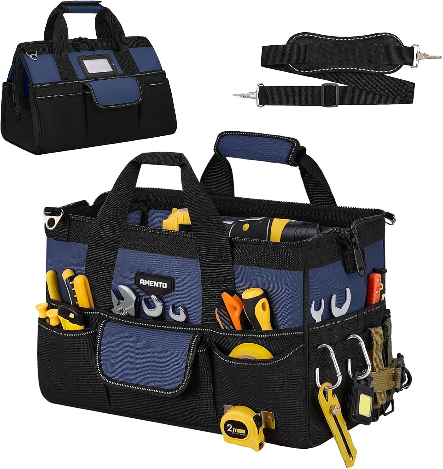 16″ Heavy Duty Tool Bag 22 Pocket Soft Tool Tote Organizer Electrician Blue