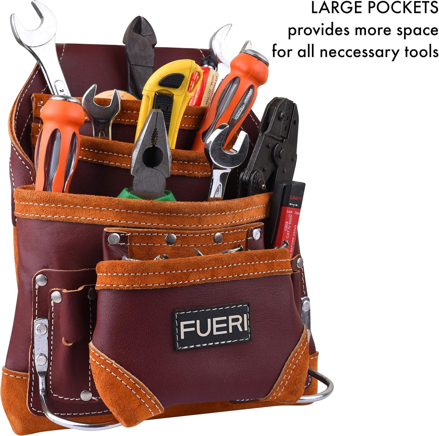 Professional 10 Pocket Carpenter Tool Pouch Framers Bag Heavy Duty Premium Grain