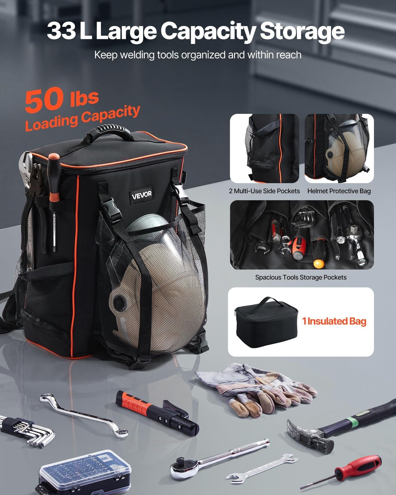 35.6L 600D Polyester Welding Backpack Water Resistance Welding Tool Backpack