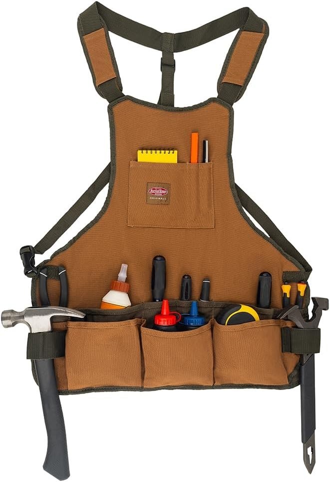 BUCKET BOSS 23 in. 16-Pocket Duckwear Super Bib Tool Work Apron