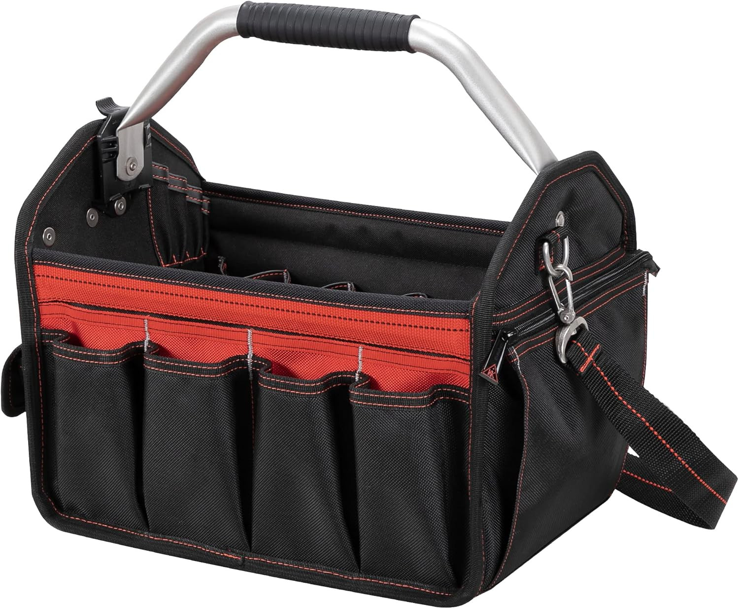 Heavy Duty Open-Top Tool Carrier with 32 Pockets and Durable Base Pad Feet