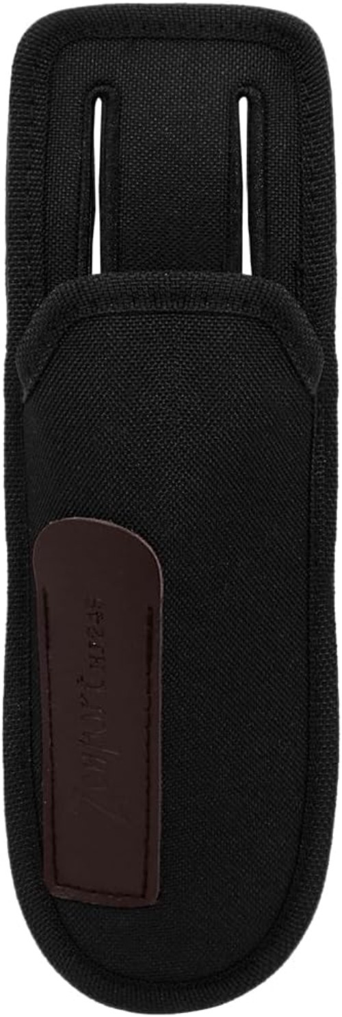 Tool Pouch with Sharpener Pocket Two Compartments Black Fabric for Professionals