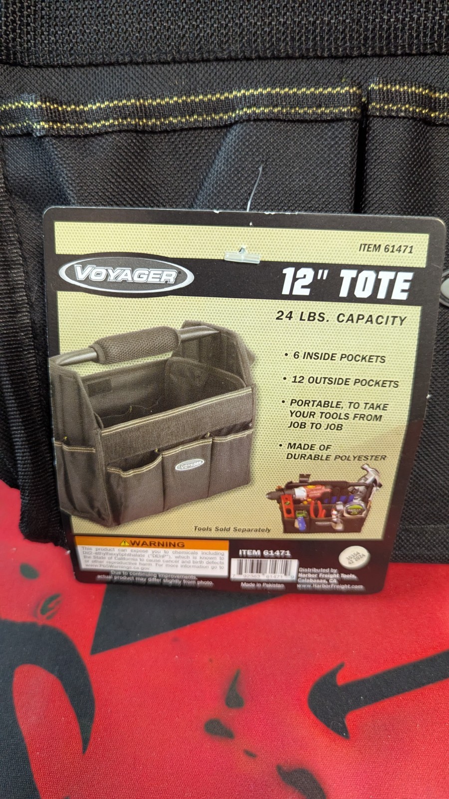 Tool Bag Open Top Tote 12 inch Storage Organizer W/ Handle 18 pockets Riggers