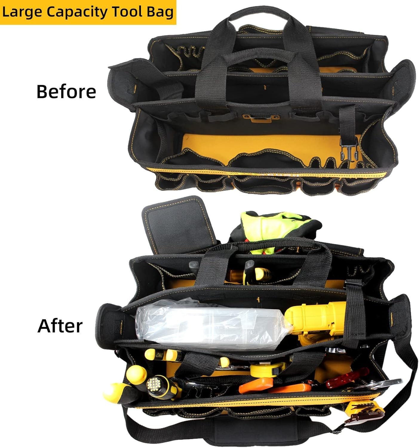 Innovative 17-Inch Electric Tool Bag with Plastic Tray for Easy Organization