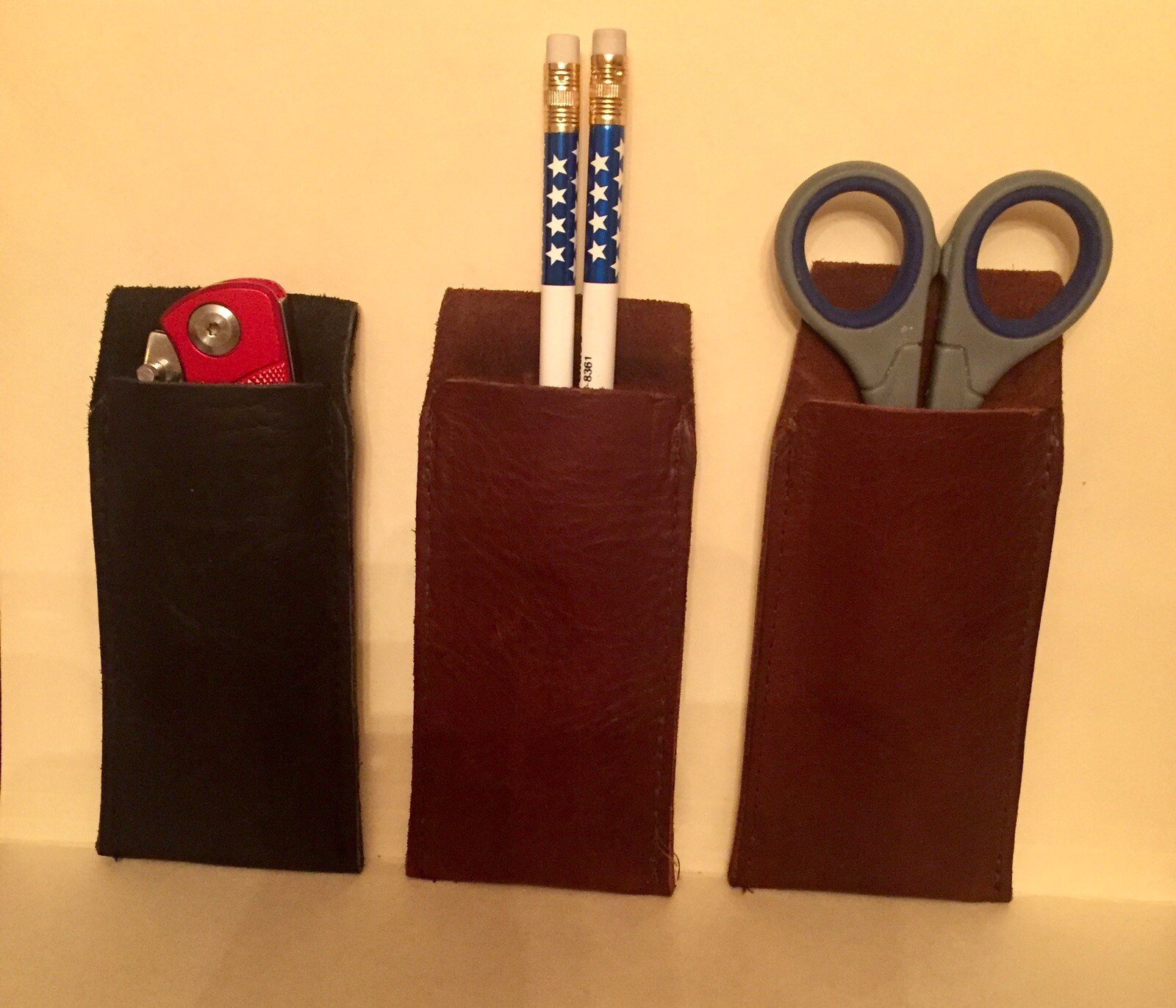 New, Handmade Leather Verticle Knife Sheath, Plier, Scissor or Leatherman Holder