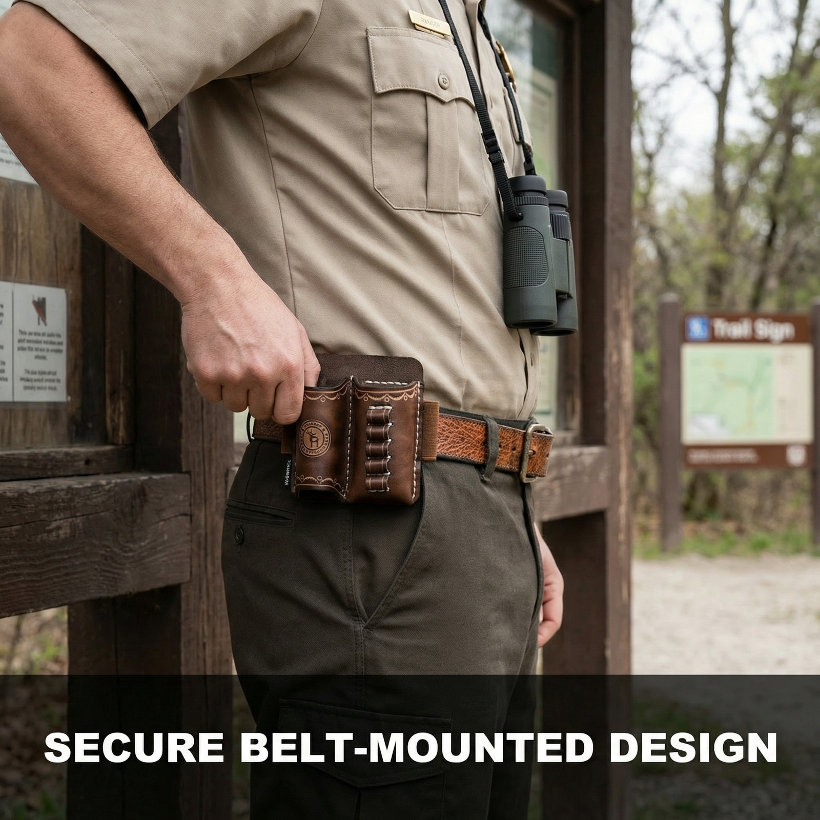 TOURBON Leather 4-in-1 Tools Belt Holder EDC/Flashlight/Bits Adapte