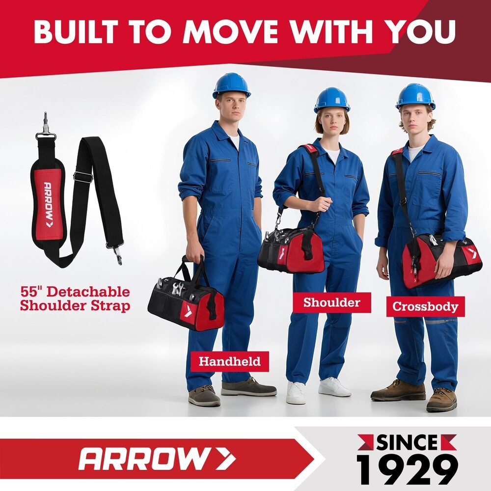 ARROW 14″ Heavy Duty Tool Bag With 11 Pockets Anti-Slip Feet Tool Organizer Bag