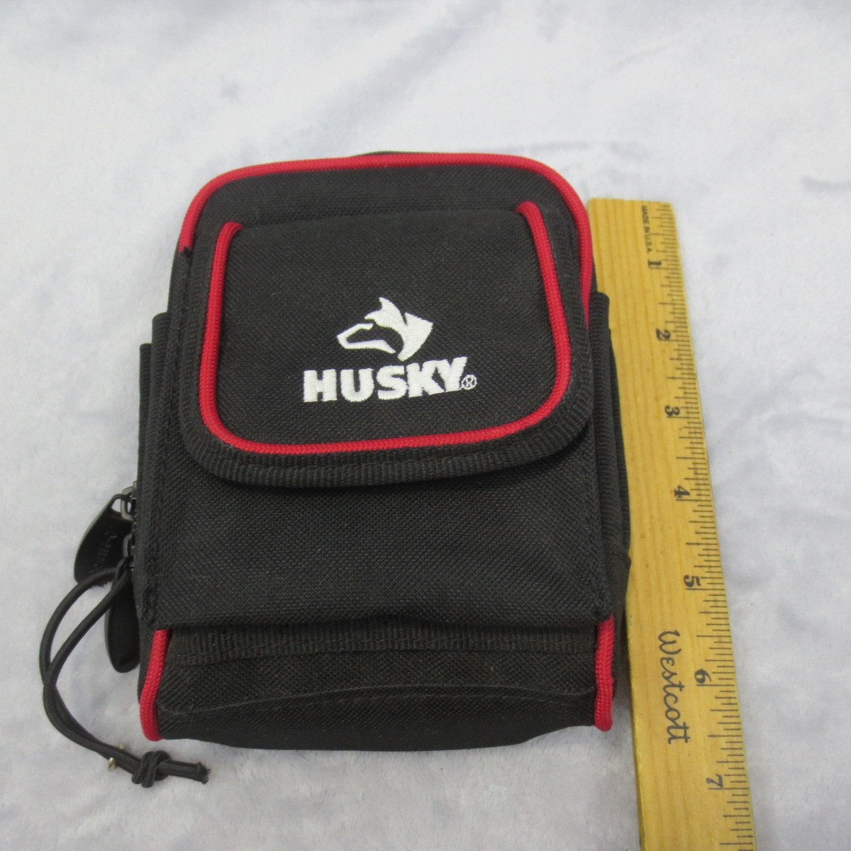 Husky Clip-on Tool Belt Zipper Pouch with Clip 6×4 In Water Resistant Heavy Duty