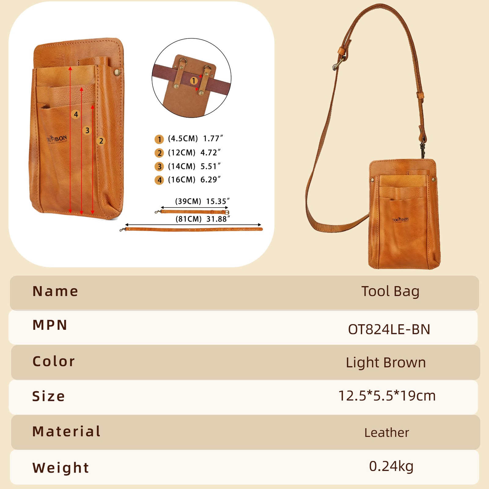 Leather Garden Belt Tools Organizer Pouch Florists Crossbody Girls Bag