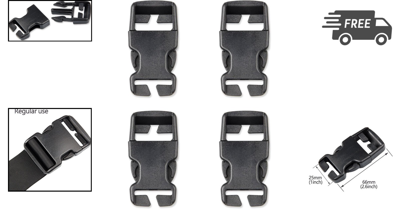 Plastic Buckle Repair Kit Quick Release Buckles No Sewing Needed for Backpack…
