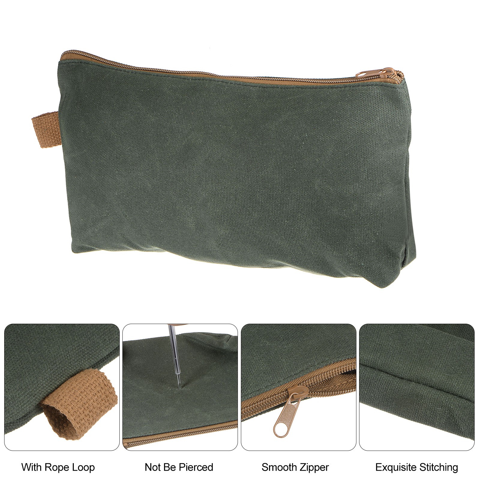 Tool Pouch Bag 31cm x 6cm x 17cm Oxford Organizer with Zipper Green