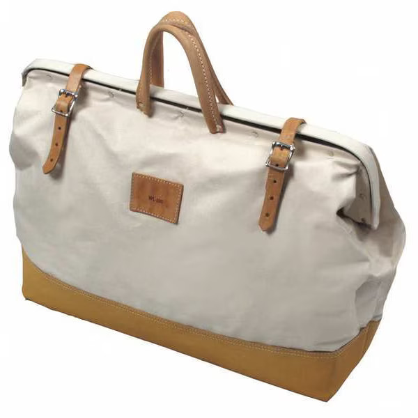 Kraft Tool Tool Bag, Brown, White, Canvas, 1 Pockets WL200 Kraft Tool WL200
