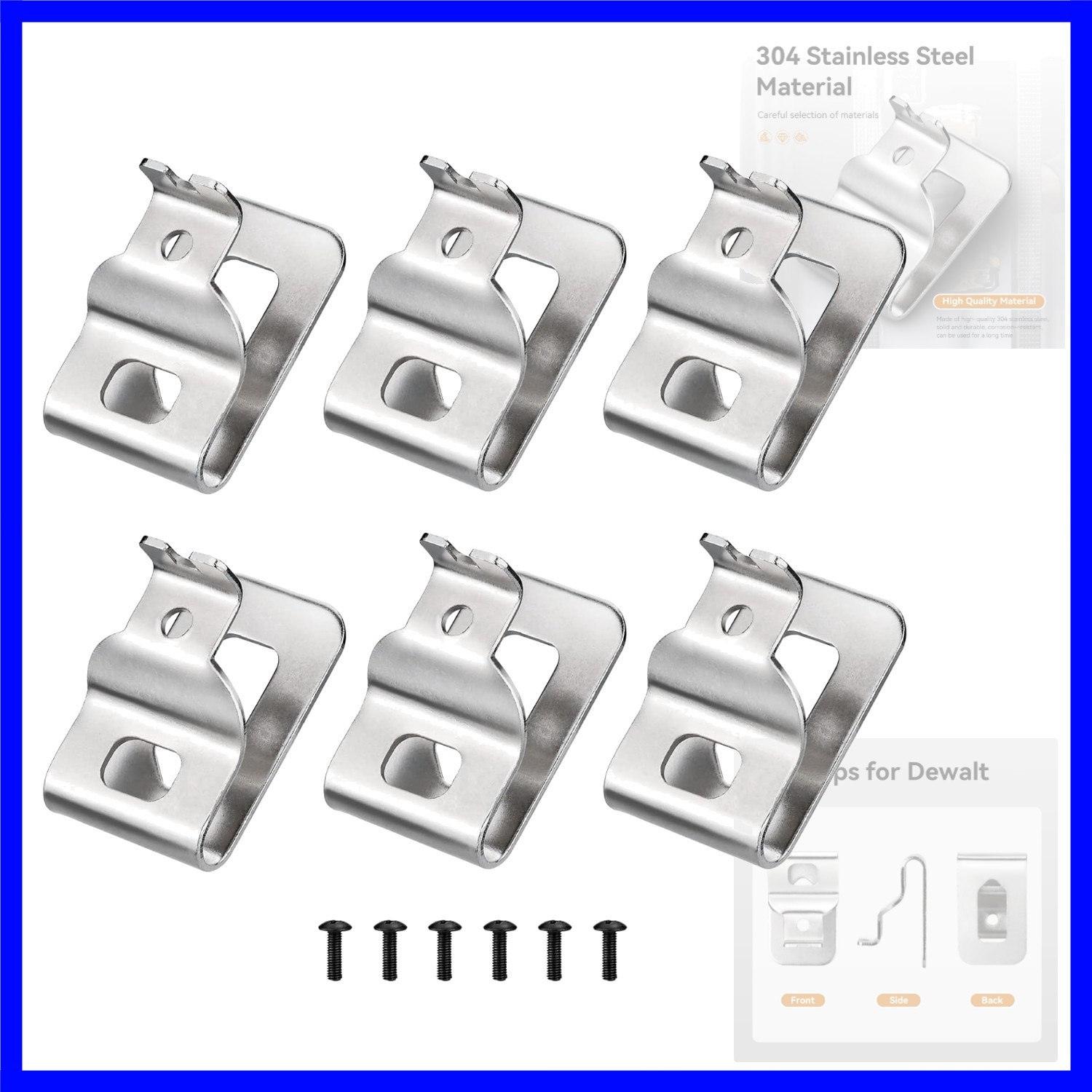 Belt Clips for Dewalt, 6pcs 304 Stainless Steel Drill Tool Clips with Screws …