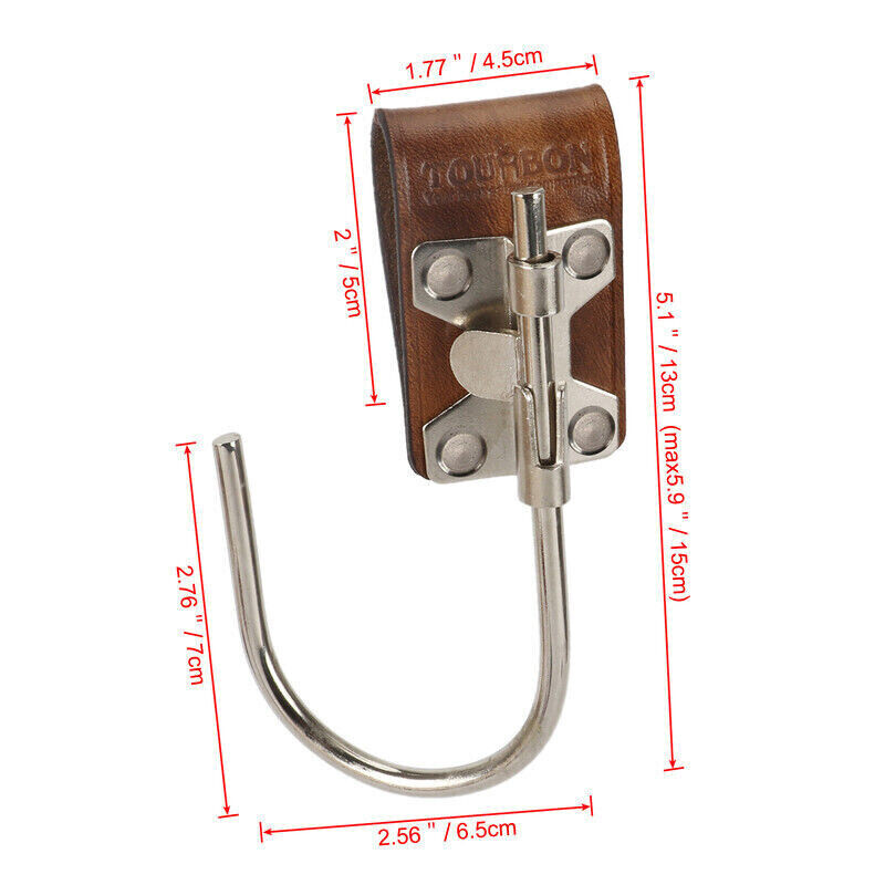 2 Packs Leather Metal Tool Hook Hanger Drill Carry Belt Workshop Holster-TOURBON