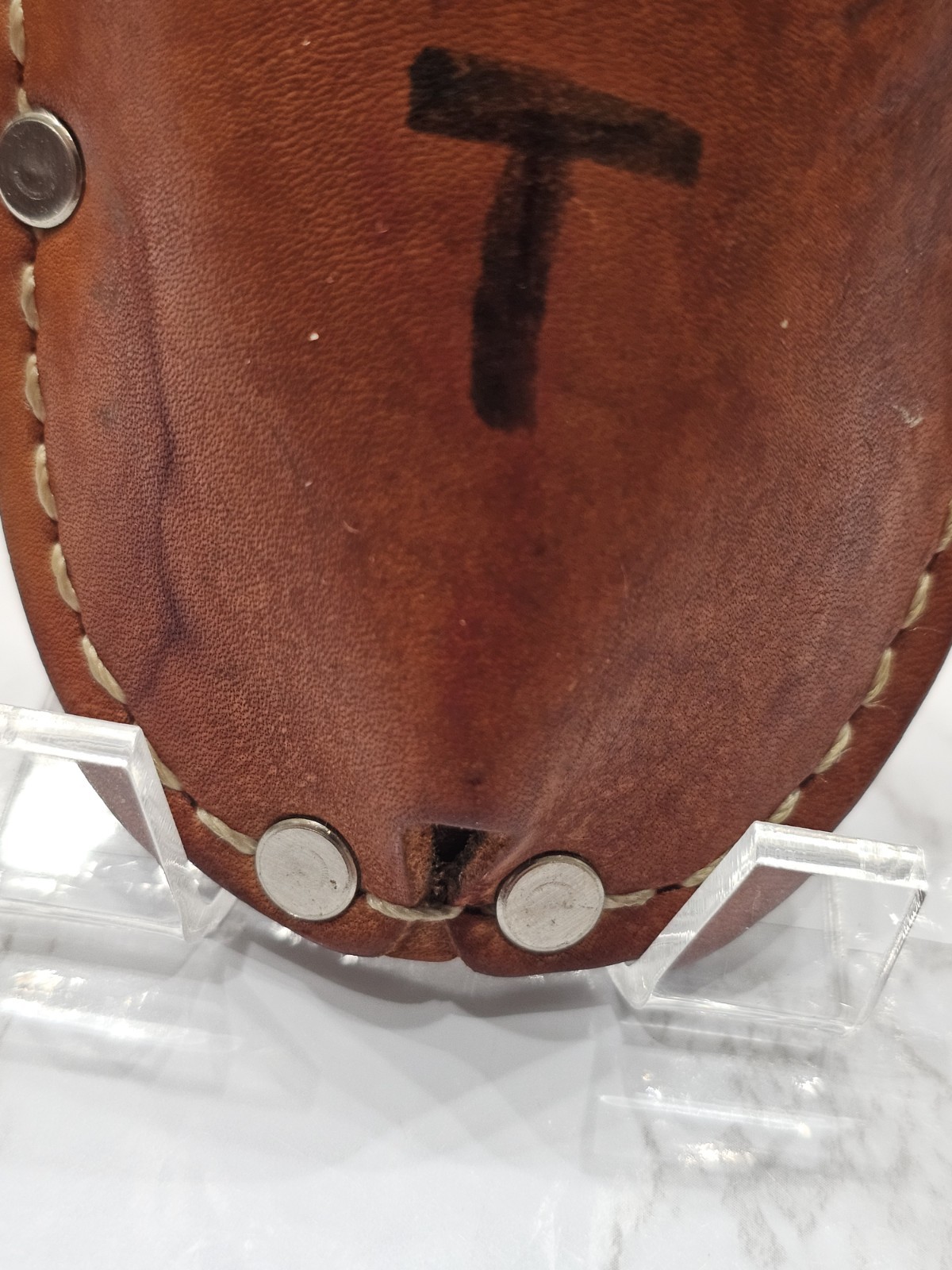 Vintage Tool Holster Cowhide Leather Nicholas No 419 Brown USA Button For Belt