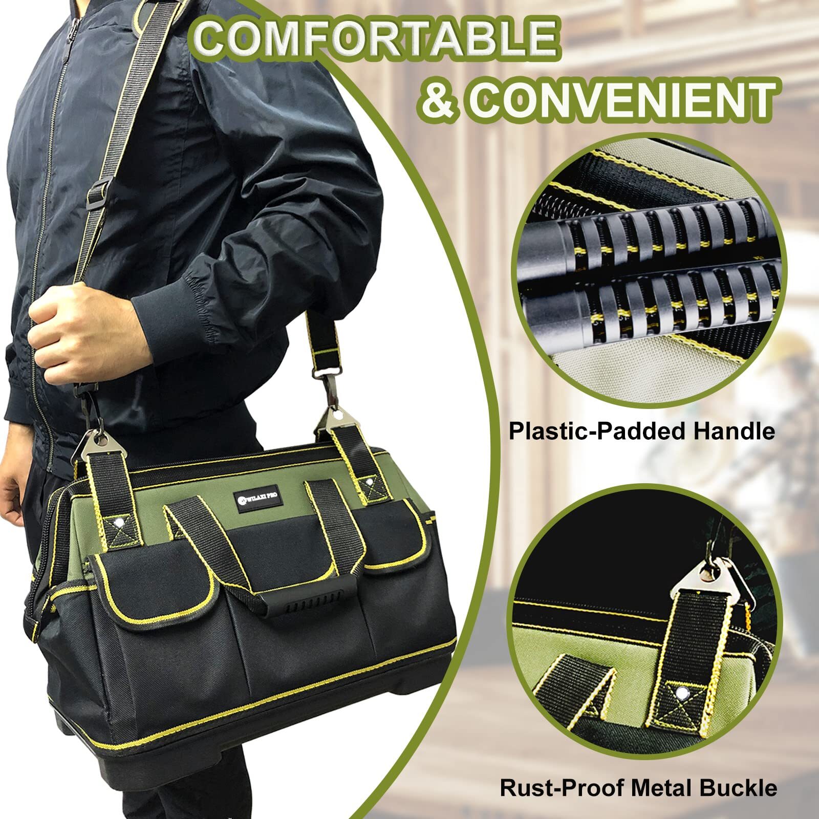 20inch Tool Bag For Men Women Heavy Duty With Waterproof Molded Base Large Tool
