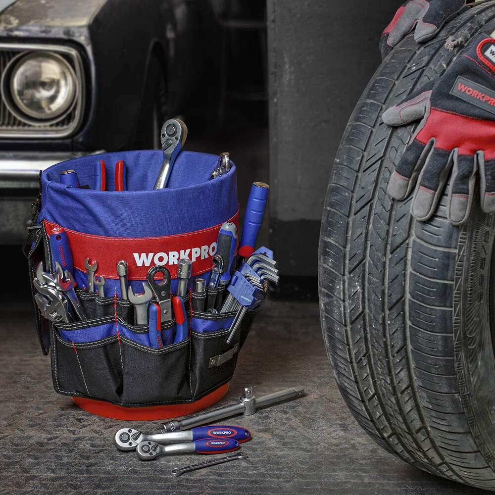 WORKPRO Bucket Tool Organizer with 51 Pockets Fits to 3.5-5 Gallon Bucket USA