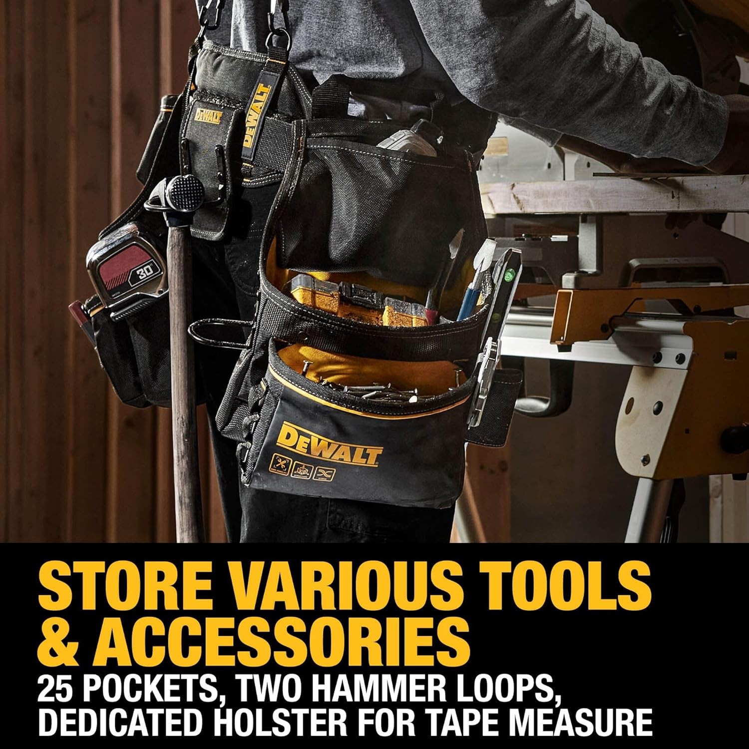 Heavy Duty Tool Belt with Suspenders and 25 Pockets for Professionals