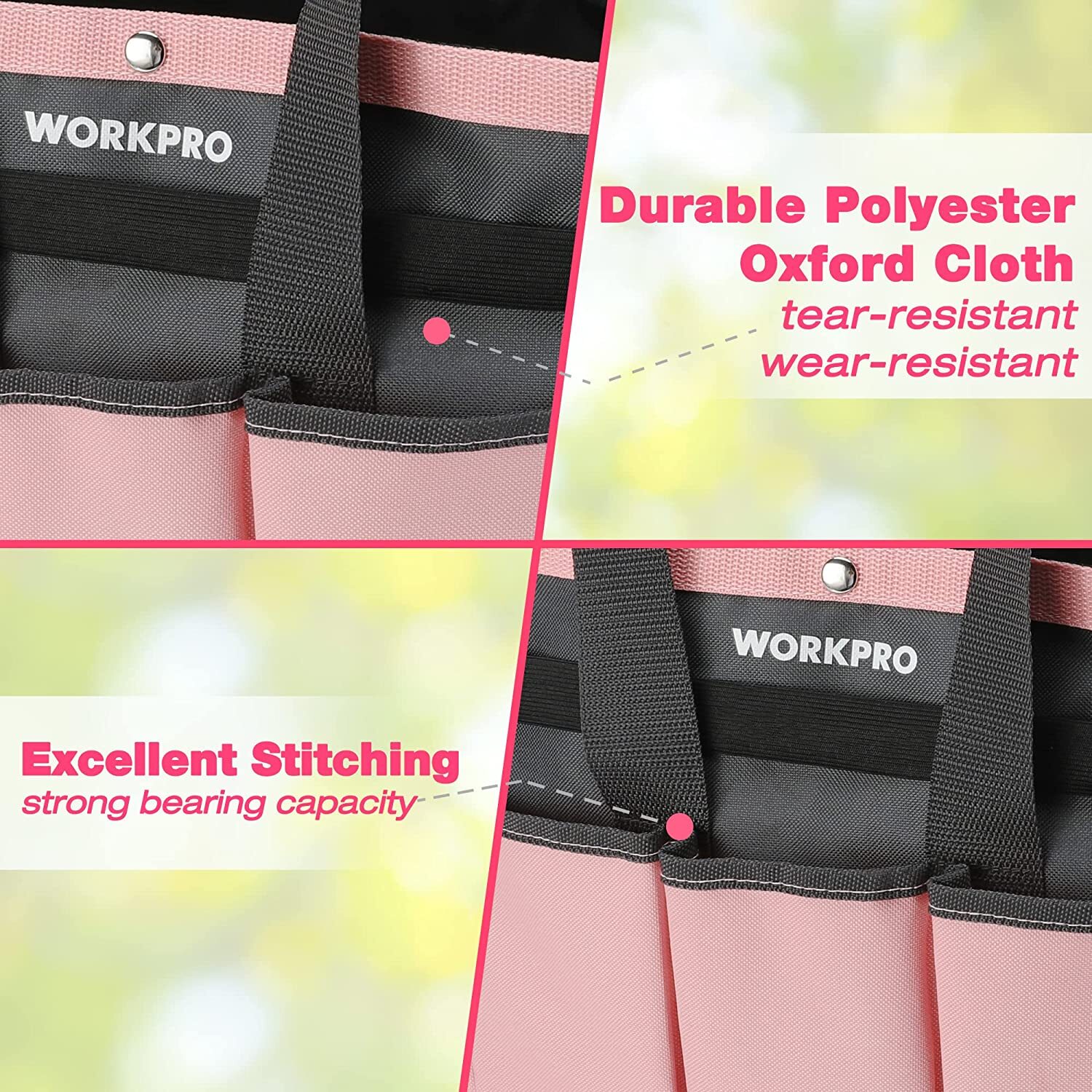 WORKPRO Garden Bag Garden Tool Tote Storage Bag w/ 8 Pockets Home Tool Organizer