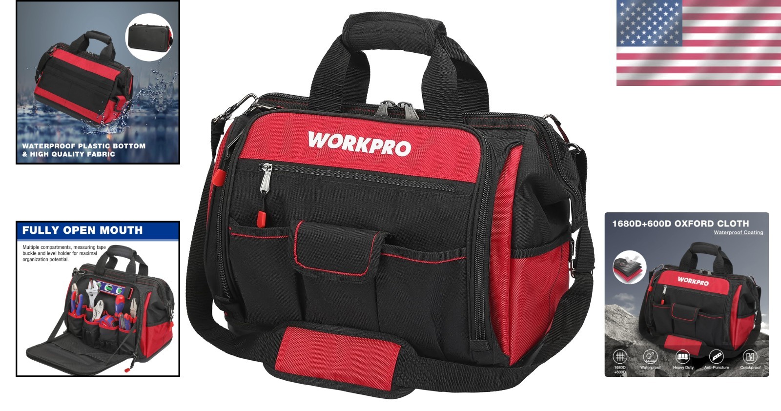 Professional Tool Organizer Bag, 46 Pockets, Waterproof