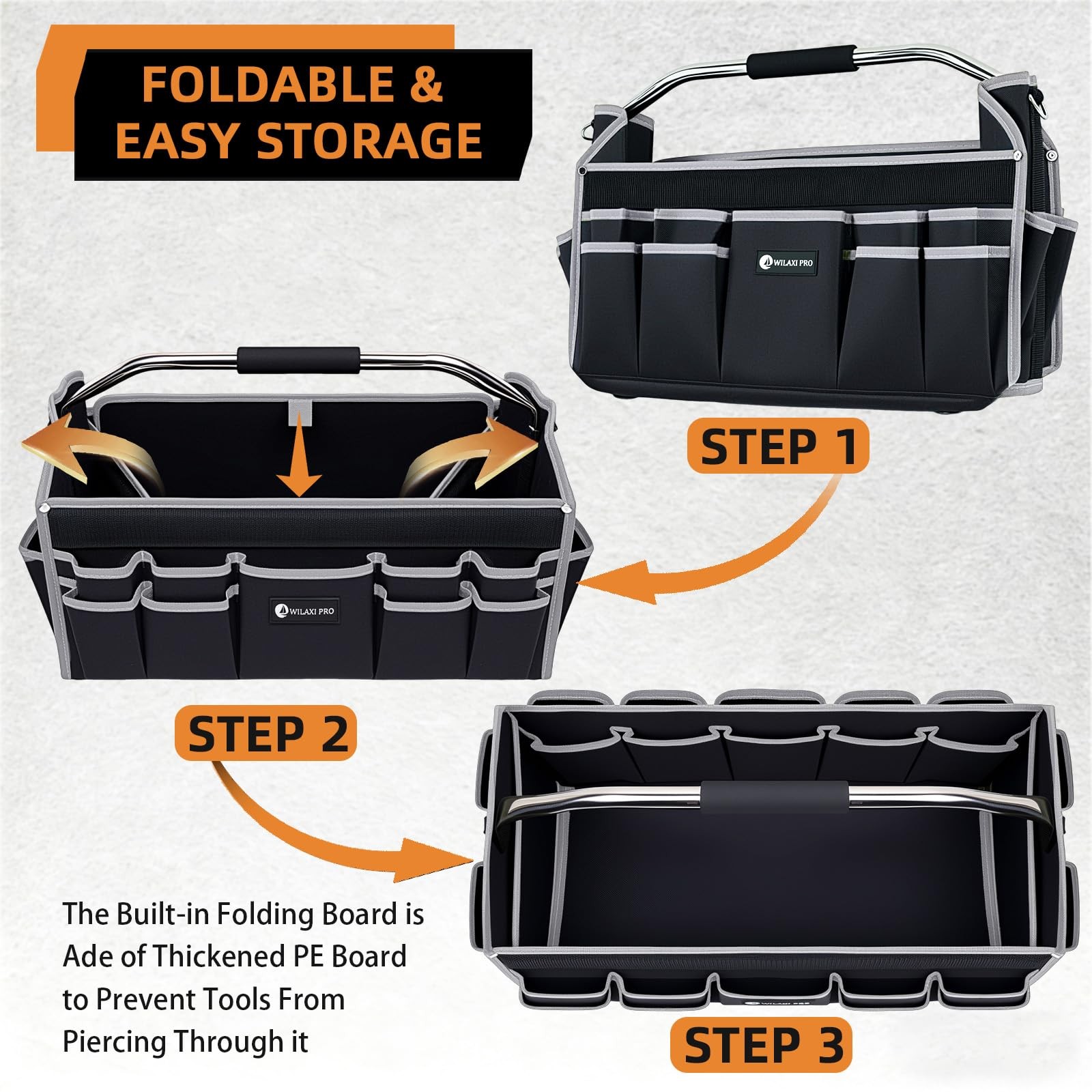 20in Tool Bags For Men Heavy Duty, 22 PCS Pockets Tool Bag Organizer Foldable…