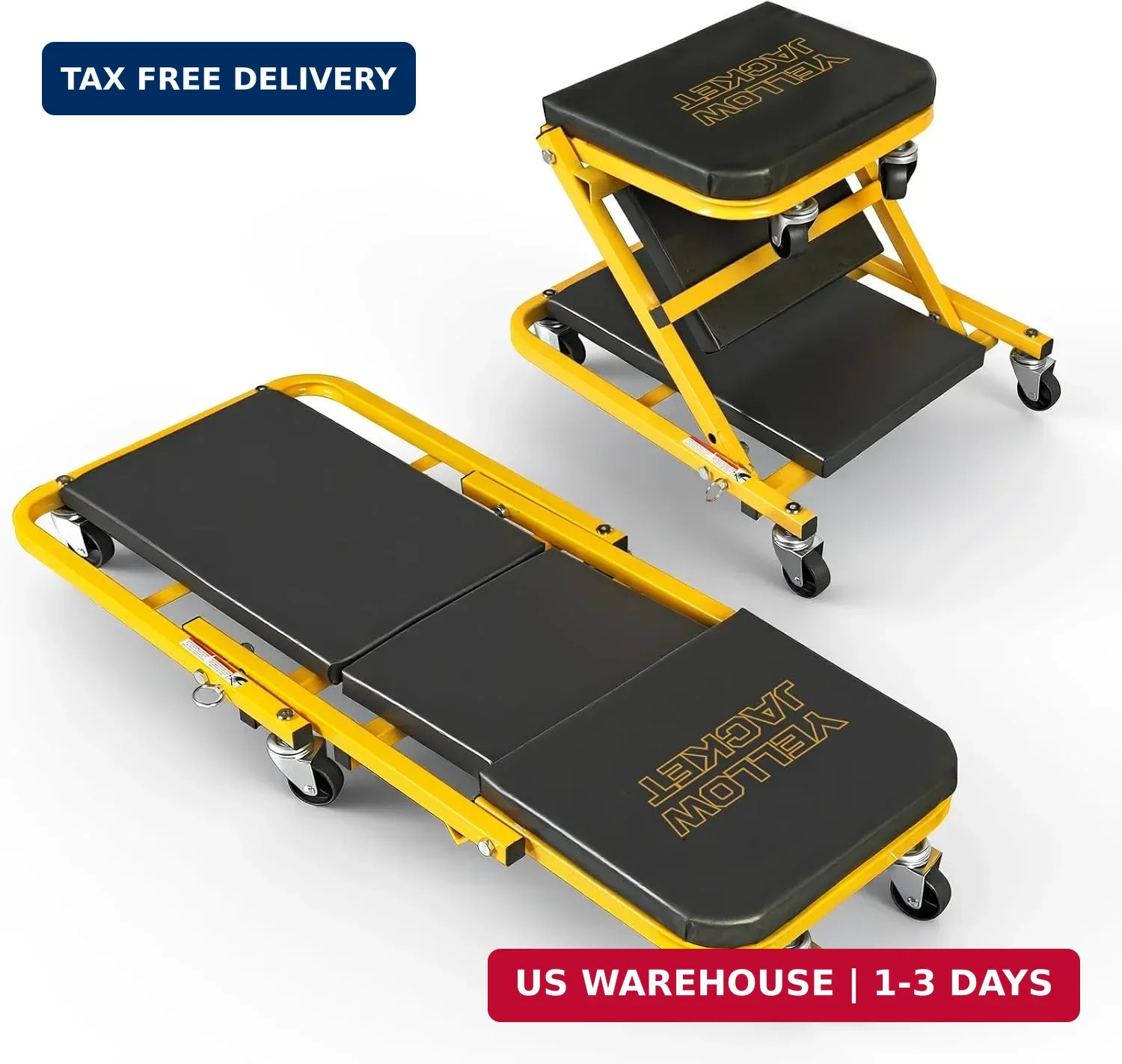 YELLOW JACKET Garage Creeper Seat, 2-in-1 Mechanic Creeper, 36 Inches Foldable Z