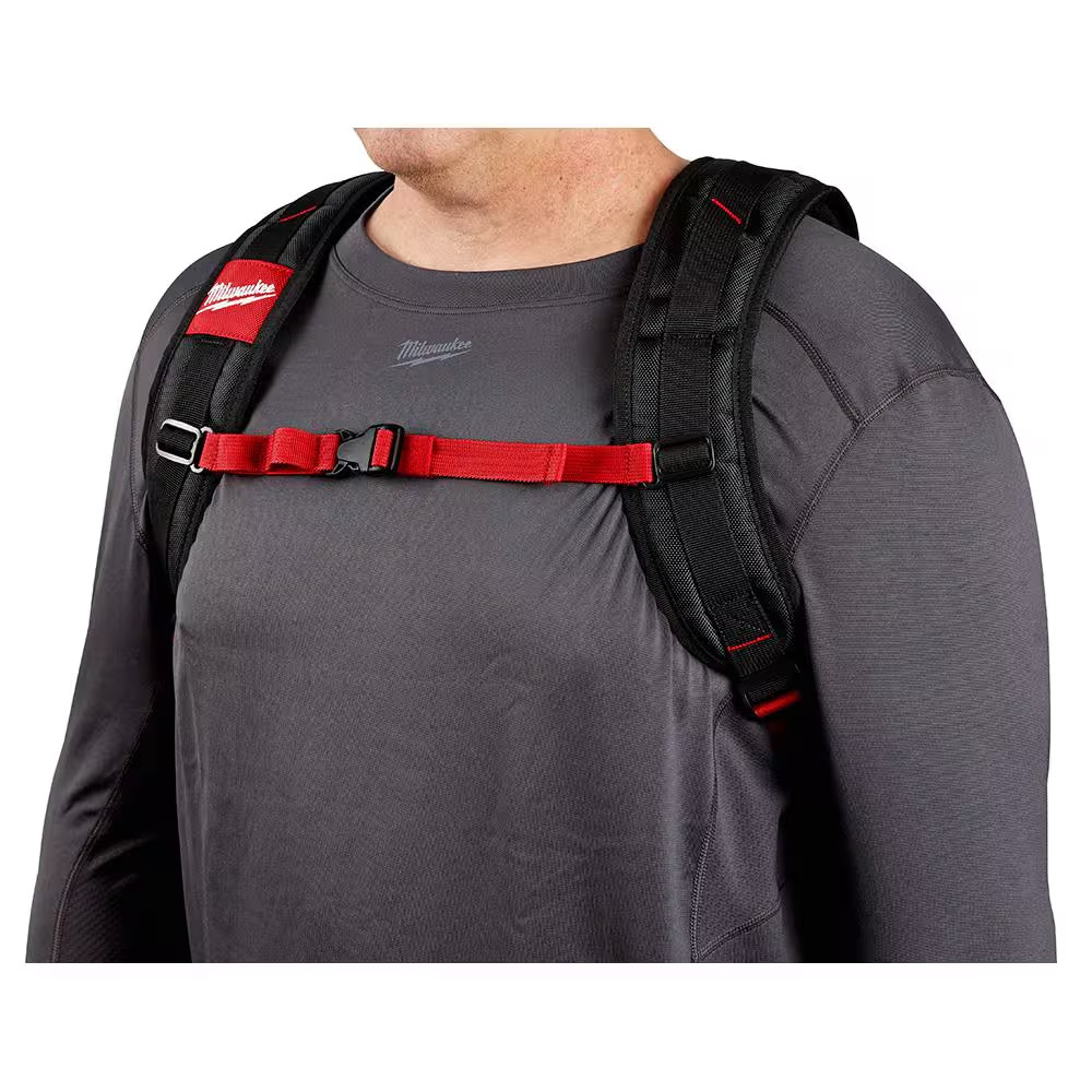 14 In. Low Profile Backpack with Multi-Size Zipper Tool Bags in Red (3-Pack)