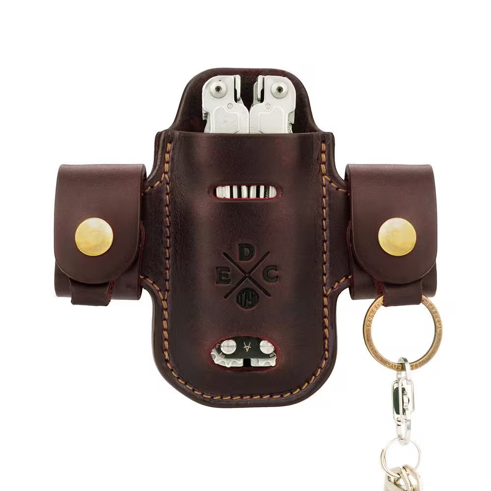 4.9 In. Heavy-Duty Large and XL Burgundy Full-Grain Leather Tool Organizer