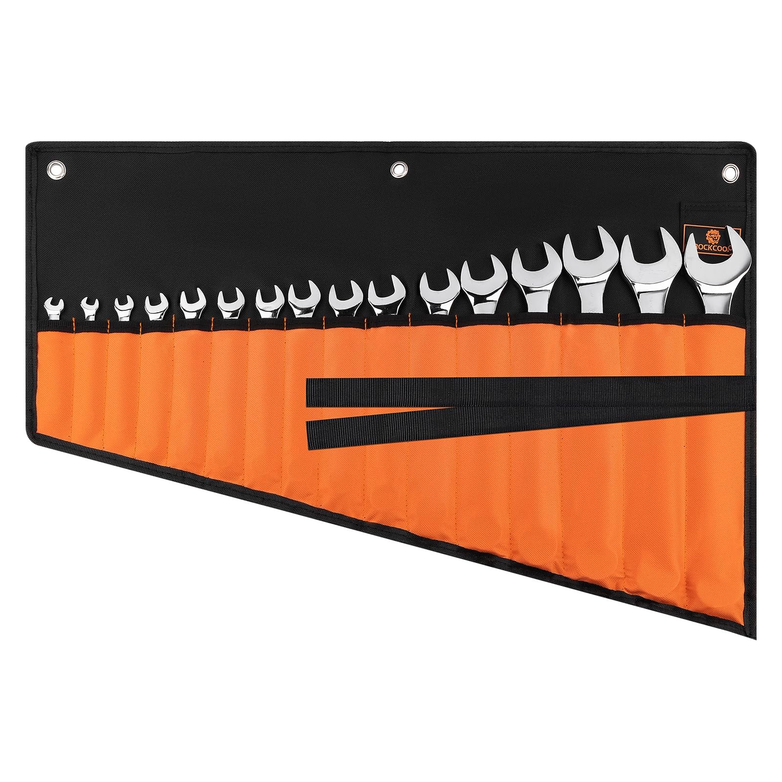 ROCKCOON Wrench Roll Organizer 16 Pockets, 26 x 10.8 x 0.4 inches, Orange