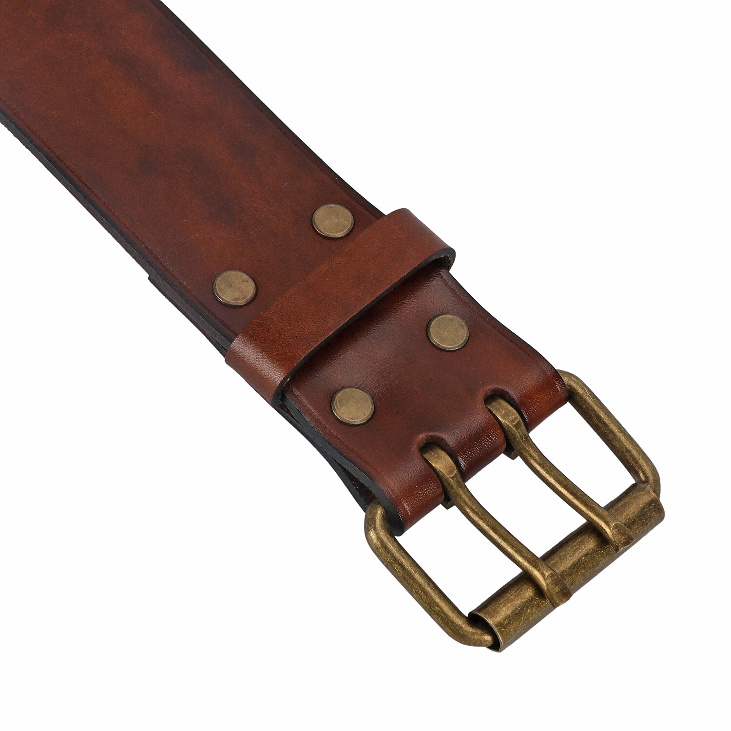 TOURBON Leather Tool Carrying Work Belt 2in Wide Rig Belt Double Roller Buckle