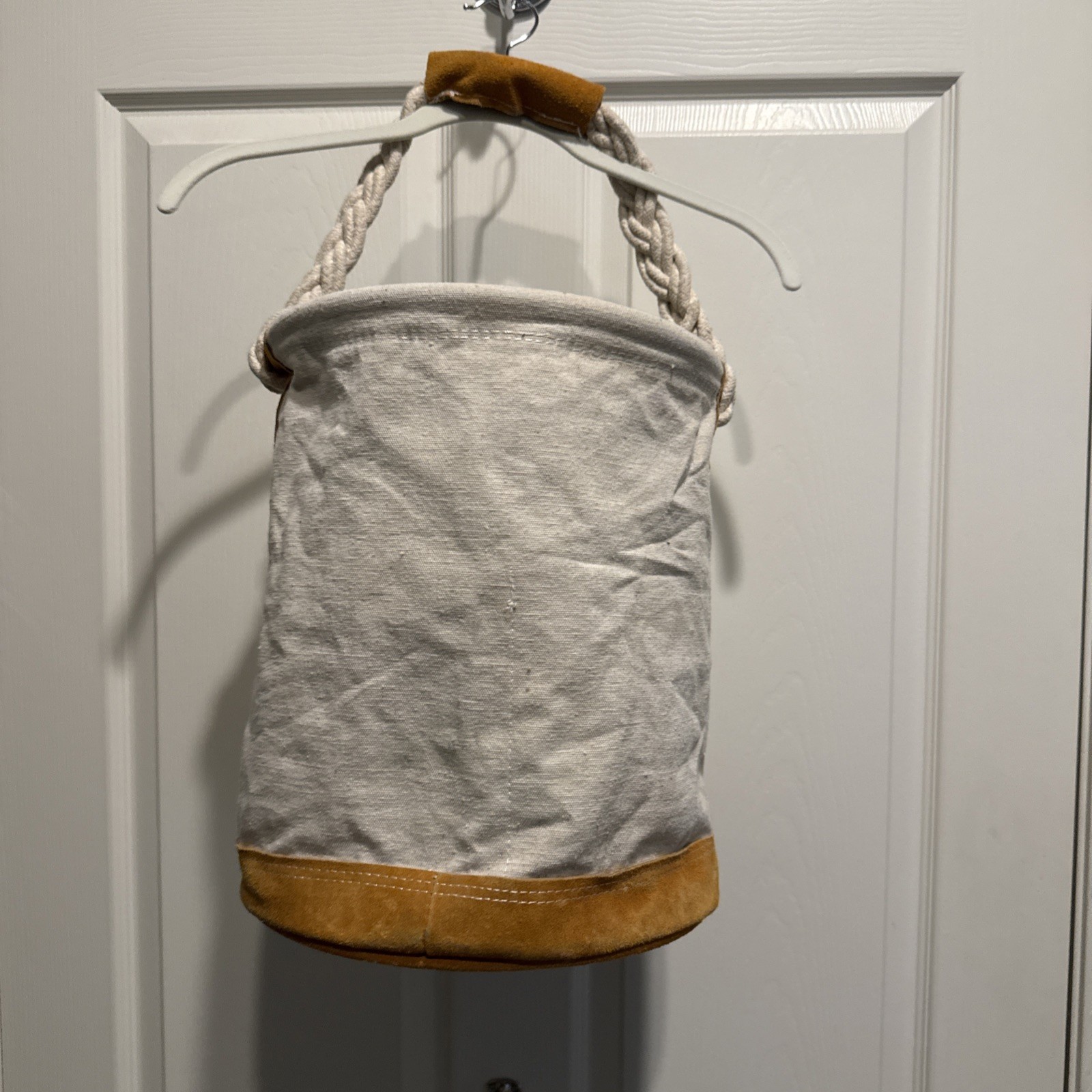 Voyager Round Canvas Bag Tool Bag Heavy Canvas Leather Bottom 14″ x 12″