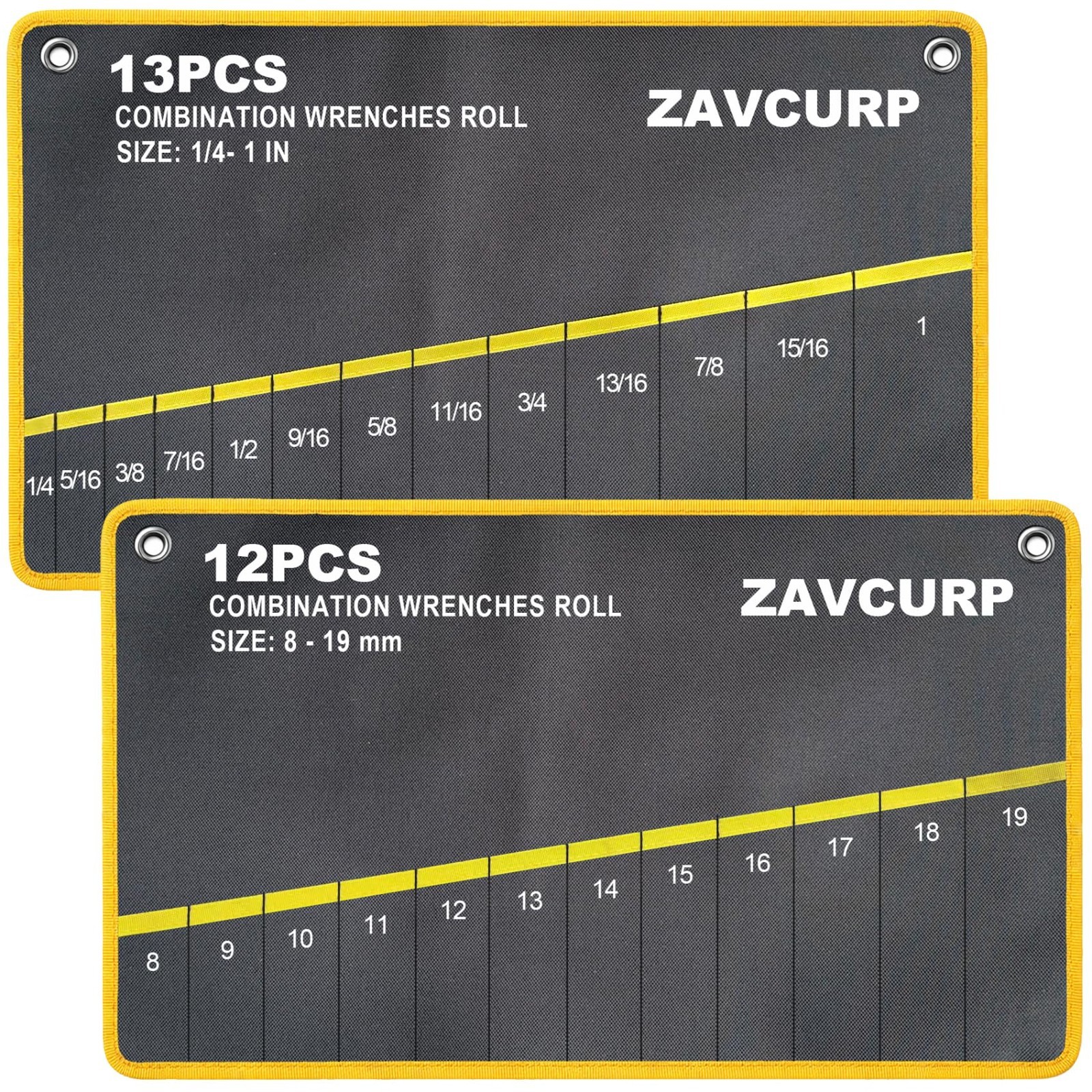 2PCS Wrench Roll Organizer – 12 Metric & 13 SAE Tool Storage Pouch, Bag Only