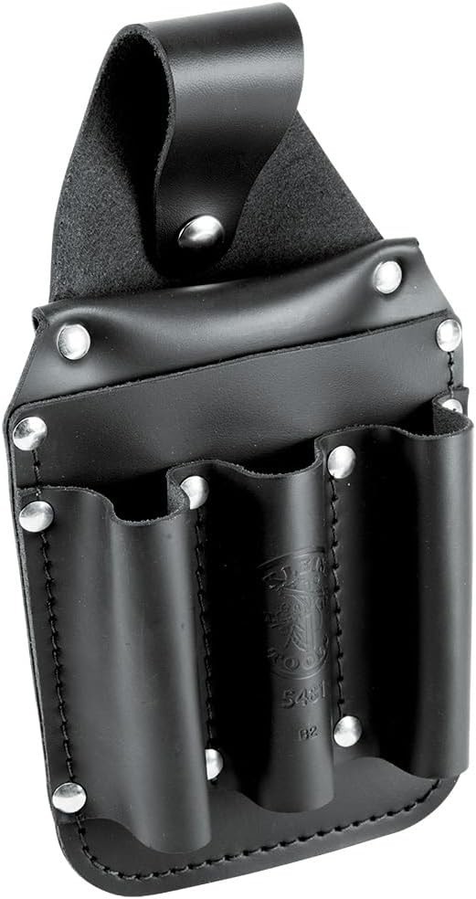 Compact 6-Pocket Leather Tool Pouch with Snap Belt Loop – 5.75 x 2.5 x 10 inches