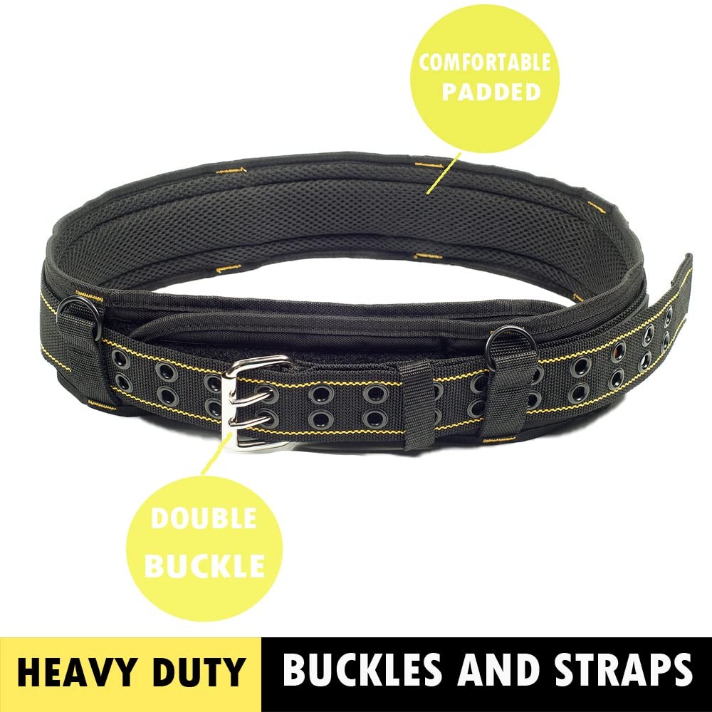 3 Inch Padded Tool Belt Heavy Duty Work Belt Yellow and Black Carpenter