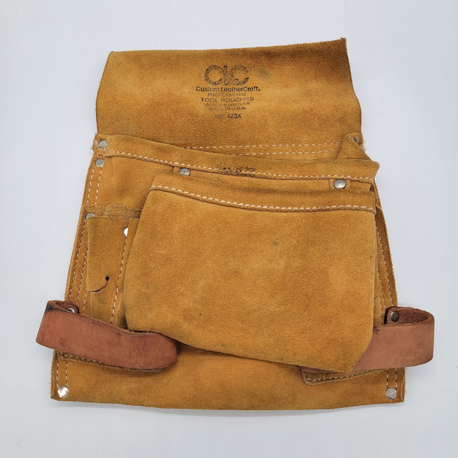 Vintage Custom Leather Craft No. 823X Work Gear Tool Pouch Belt Made In USA