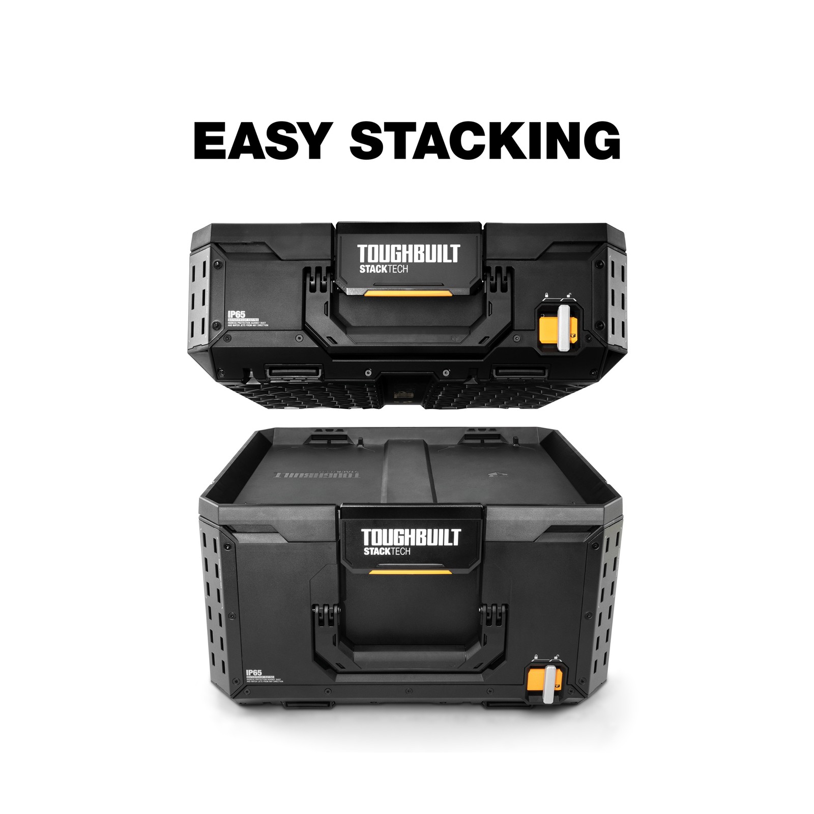 ToughBuilt StackTech Lockable Tool Box, Durable Plastic Storage Organizer, Black