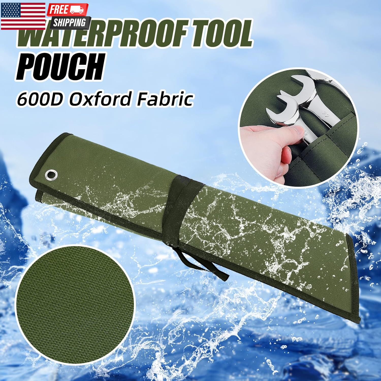 16 Pockets Wrench Roll Organizer Wrench Pouch Roll up with Water Proof Oxford Cl