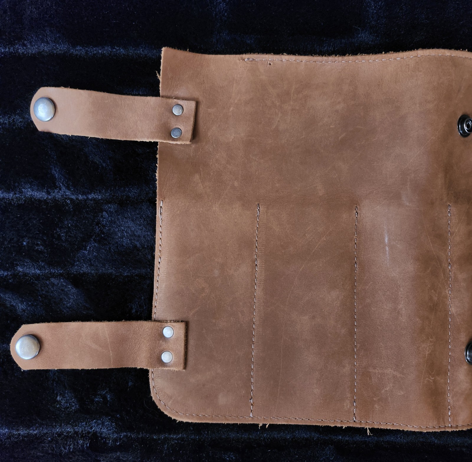 Hide & Drink Rustic Small Suede Tool Roll Up Bag 14 Slots and Pouch 14″ × 9″